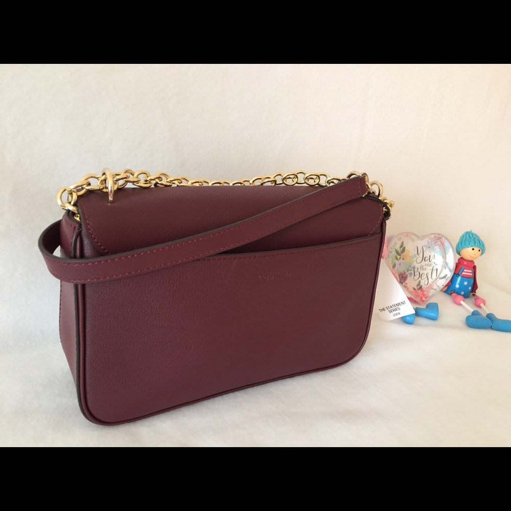 Calvin Klein Lock Daytonna Leather Flap Handbag - Picture 6 of 12